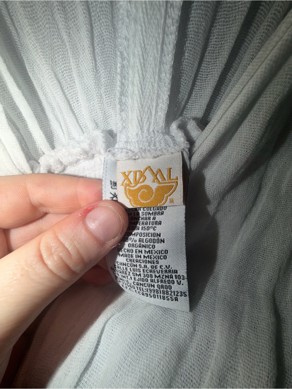 XIXAL White Boho Cotton Top with Embroidered Logo